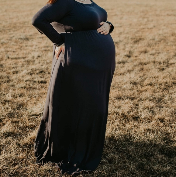 Pinkblush Navy Maternity Maxi Dress - Picture 1 of 2